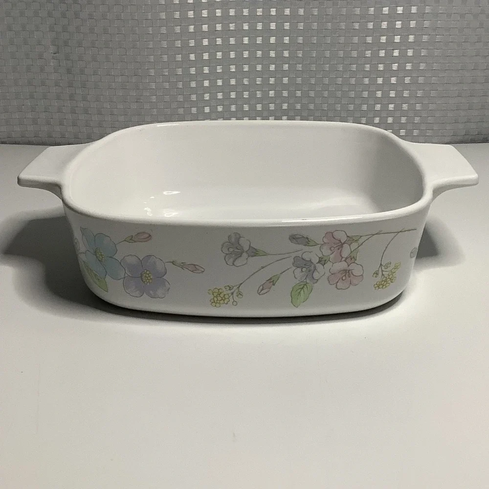 Vintage Corning Ware A-1-B 1 Liter Casserole Dish Pastel Bouquet No Lid
